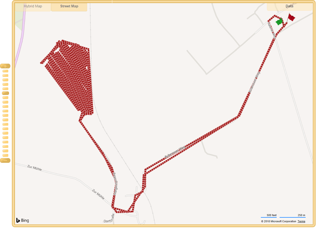 Geographically recording machine operations